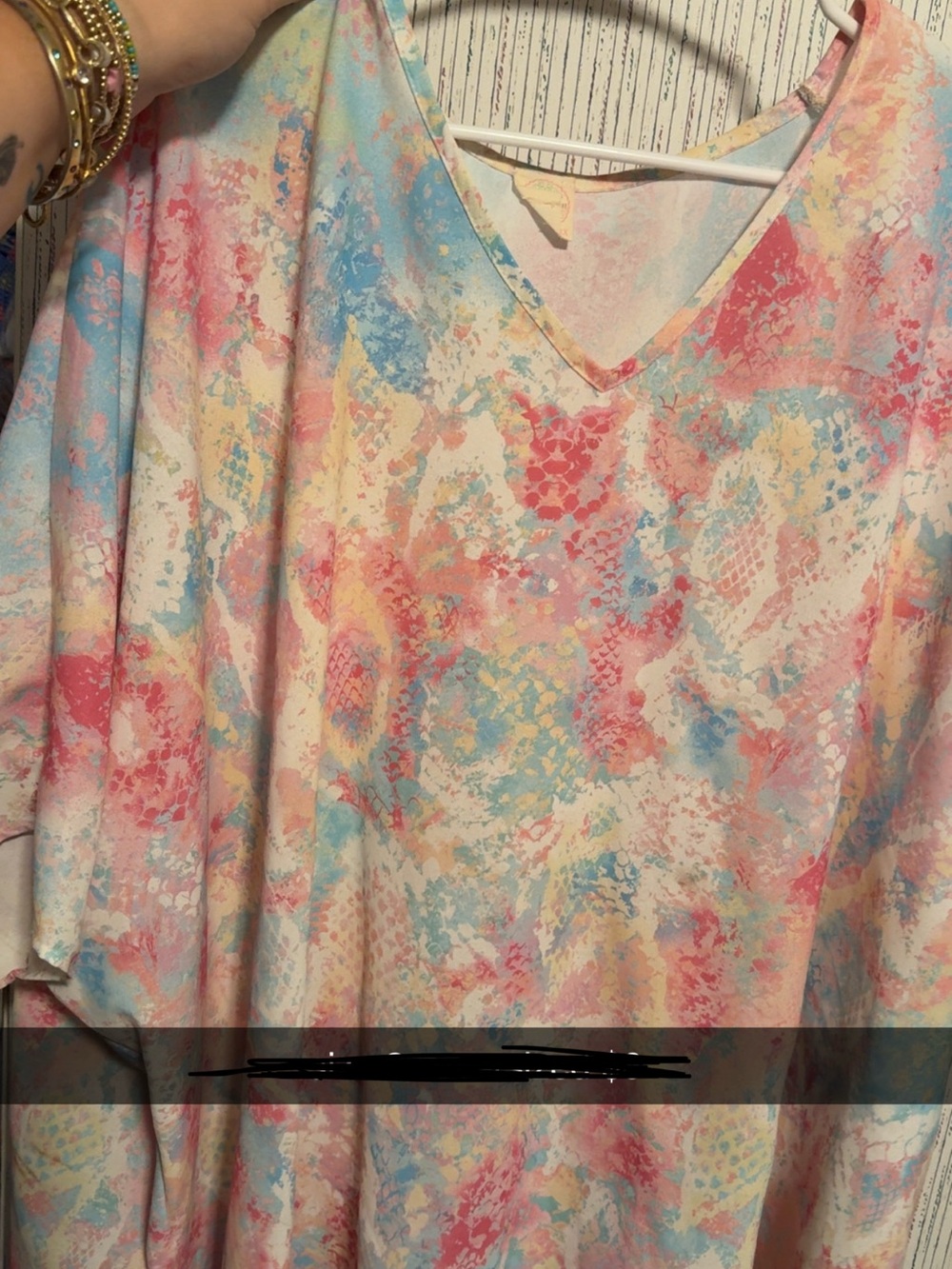 Women’s V-Neck Pastel Watercolor Blouse